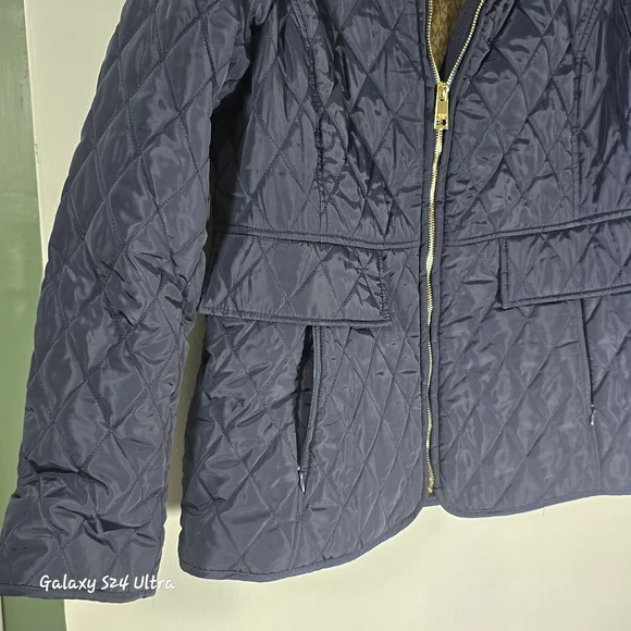 MICHAEL Michael Kors Navy Quilted Puffer with Cream Collar - Picture 3 of 10